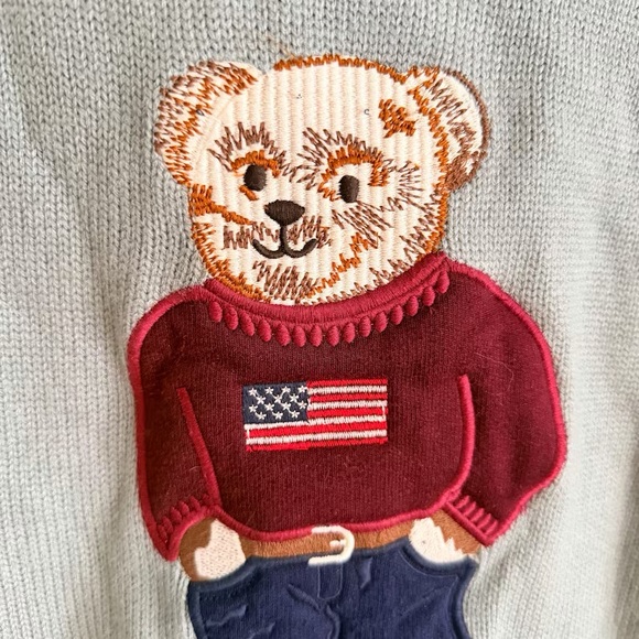 Polo by Ralph Lauren Gray Crewneck Sweater with Bear Motif - Picture 2 of 12